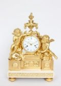 French-Louis XVI-ormolu-bronze-sculptural-antique-mantel-clock-Viger-Osmond