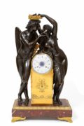 French-Empire-ormolu-gilt-bronze-patinated-sculptural-antique-mantel-clock-michallon-Galle-amor-psyche