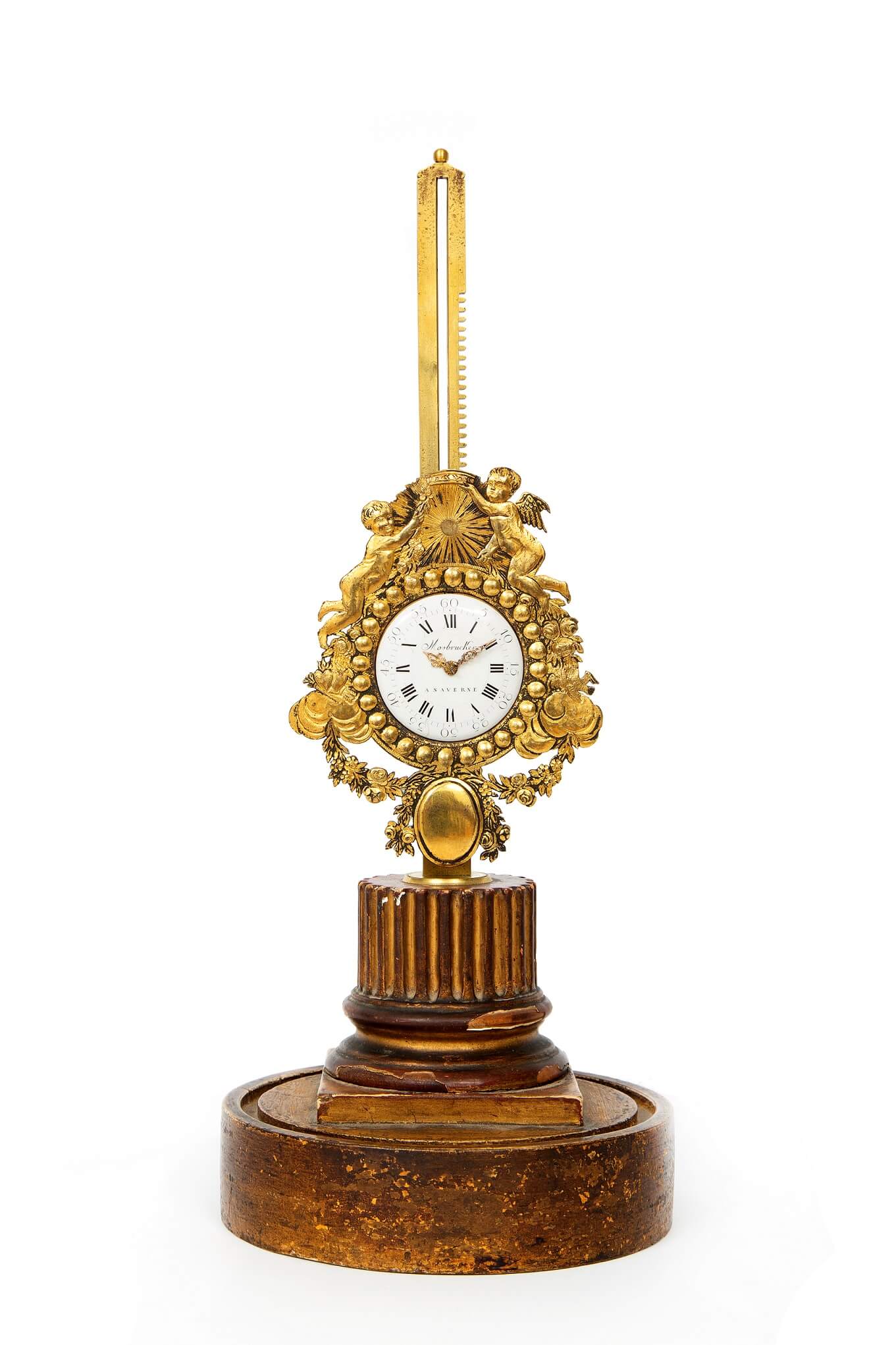 French-Louis XVI-rack-antique-clock-Mosbrucker-Saverne-miniature