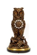 French-sculptural-bronze-antique-mantel-clock-owl-decorative