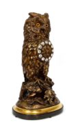 French-sculptural-bronze-antique-mantel-clock-owl-decorative