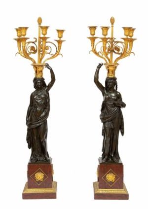 French-Louis XVI-ormolu-bronze-sculptural-candelabra-Francois Remond-Thomire-marble-Galle