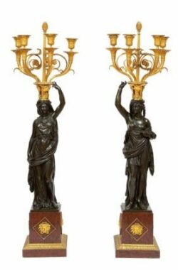 French-Louis XVI-ormolu-bronze-sculptural-candelabra-Francois Remond-Thomire-marble-Galle