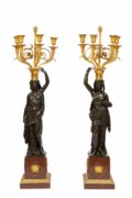 French-Louis XVI-ormolu-bronze-sculptural-candelabra-Francois Remond-Thomire-marble-Galle