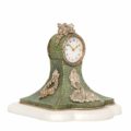 Swiss-miniature-silver-marble-shagreen-antique-clock-timepiece-