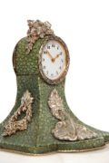 Swiss-miniature-silver-marble-shagreen-antique-clock-timepiece-