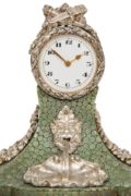 Swiss-miniature-silver-marble-shagreen-antique-clock-timepiece-