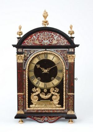 French-Boulle-ormolu-ebony-religieuse-antique-clock-Louis XIV-Gabriel Dumas-Paris
