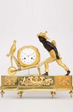 French-Empire-Directoire-ormolu-gilt-patinated-bronze-blackamoor-bon Sauvage-antique-mantel-clock-Deverberie-Lesieur