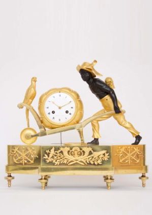 French-Empire-Directoire-ormolu-gilt-patinated-bronze-blackamoor-bon sauvage-antique-mantel-clock-Deverberie-Lesieur