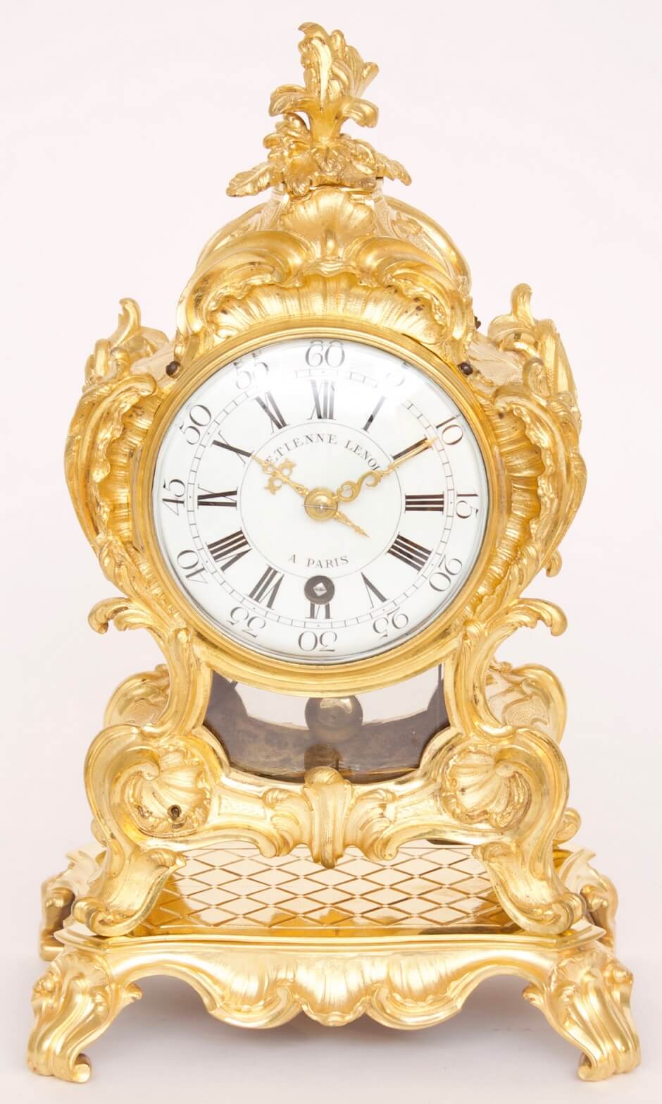 French-Louis XV-ormolu-rococo-Saint Germain-St Germain-Lenoir-antique-clock-quarter-repeating-mantel-clock