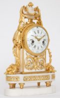 French-Louis XVI-white-marble-ormolu-gilt-bronze-antique-clock-Gille-Paris-