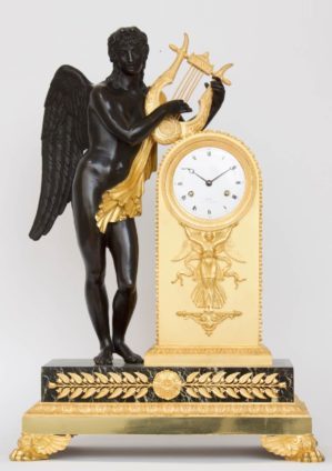 French-empire-ormolu-patinated-gilt-bronze-sculptural-antique-mantel-clock-galle-bronzier-paris-apollo-striking