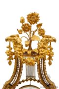 French-Belgian-Bruxelles-Louis XVI-lyre-ormolu-fire-gilt-marble-skeletonized-antique-mantel-oscillating-clock-vanderstaen