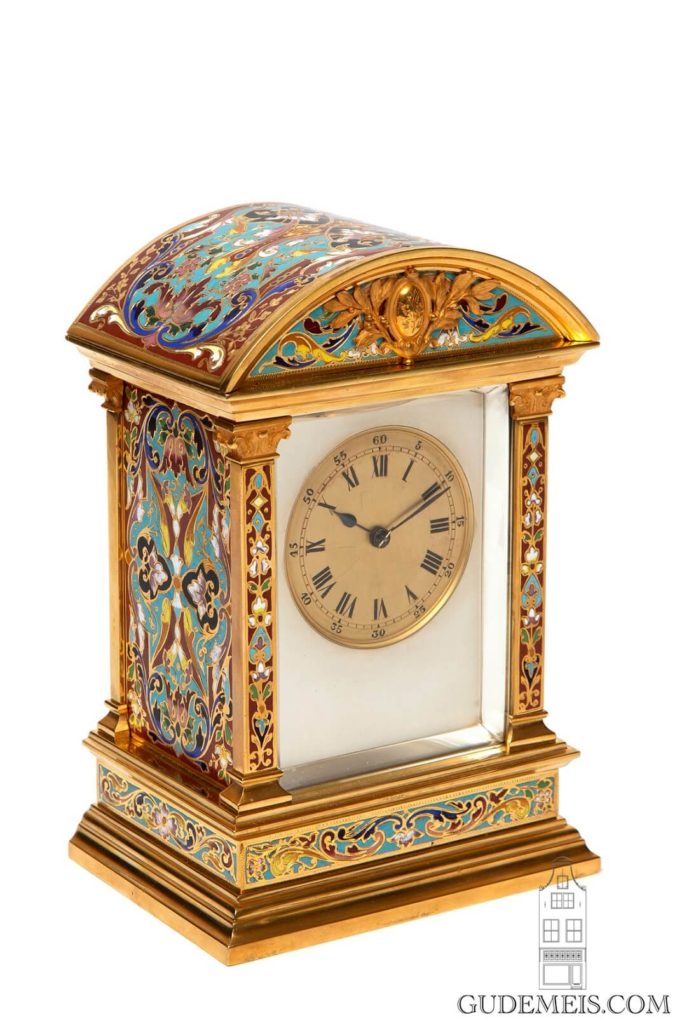 Frenchcloisonneenamelchamplevegiltbrasscarriagetravelarched