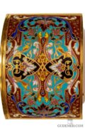French-cloisonne-enamel-champleve-gilt-brass-carriage-travel-arched-striking-antique-clock-