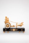 French-empire-ormolu-gilt-bronze-sculptural-chariot-striking-antique-mantel-clock-cupid-dog-