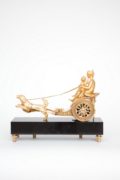 French-empire-ormolu-gilt-bronze-sculptural-chariot-striking-antique-mantel-clock-cupid-dog-