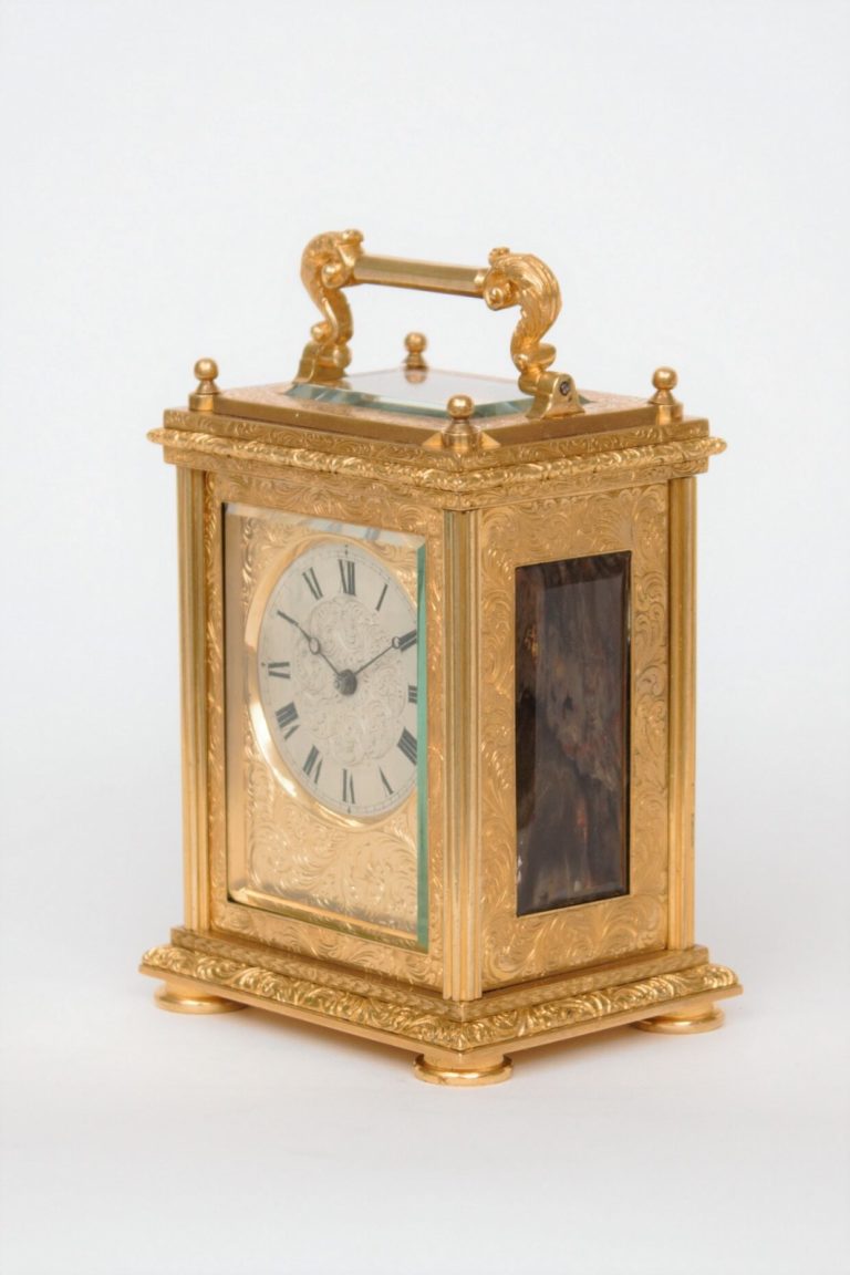 english-engraved-gilt-brass-blue john-carriage-antique-travel-clock ...
