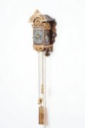 Miniature-Frisian-Dutch-polychrome-iron-painted-antique-wall-clock-stoelschippertje-striking-alarm