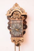 Miniature-Frisian-Dutch-polychrome-iron-painted-antique-wall-clock-stoelschippertje-striking-alarm