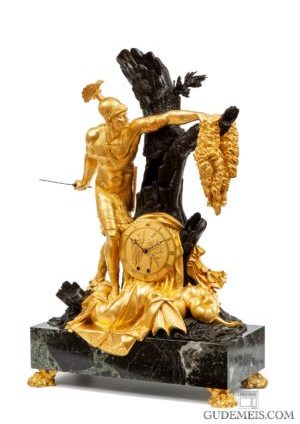 French-Empire-ormolu-bronze-marble-Jason-Feuchere-Galle-antique-clock-striking-malmaison-paris