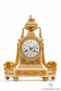 French-Louis XVI-borne-gilt-bronze-calendar-date-day-antique-mantel-clock-Bourdier-Paris-striking