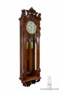 English-carved-oak-sculptural-precision-regulator-manchester-victorian-sweep-seconds-impressive-wall-antique-clock-striking