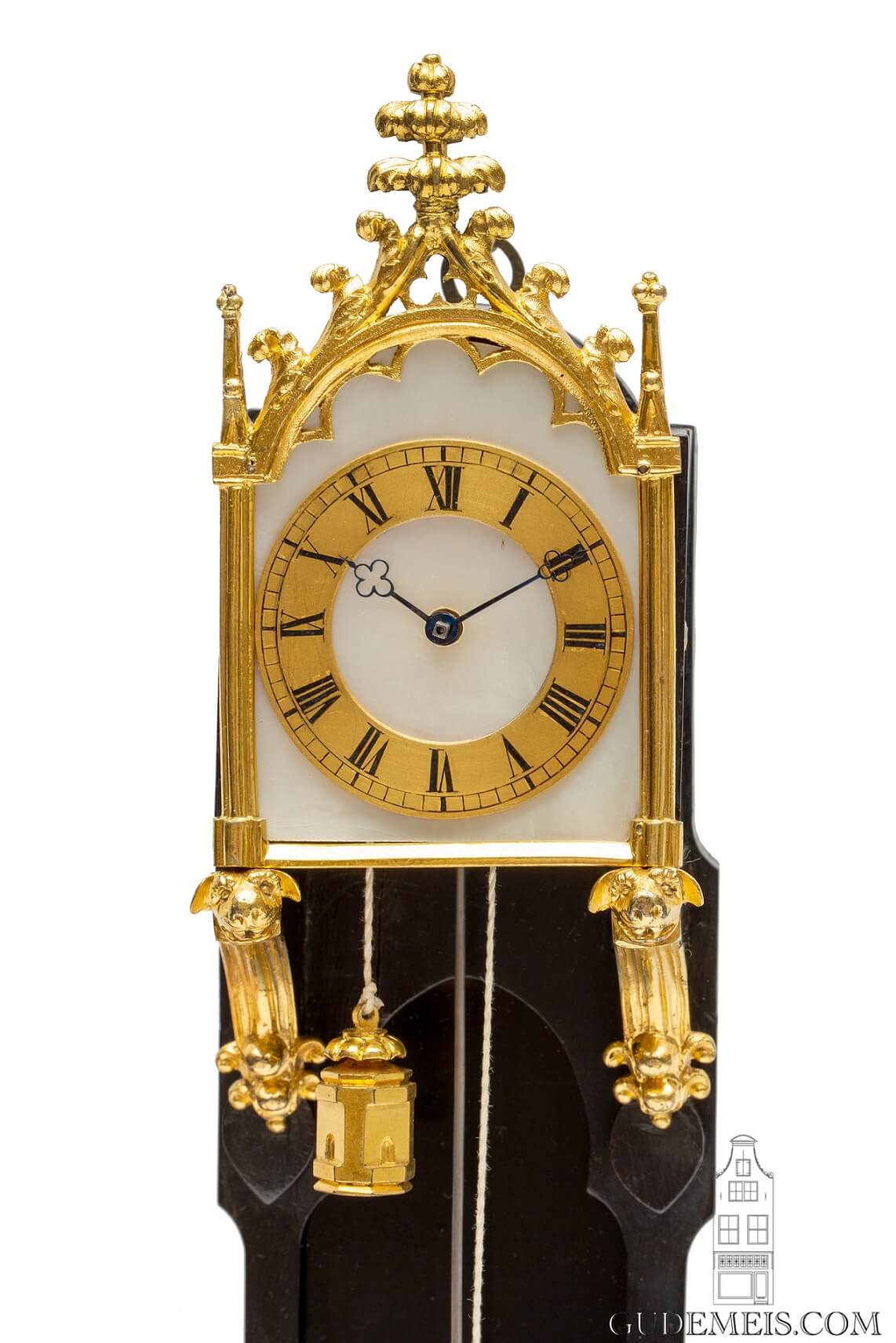 Austrian-Vienna-ebony-ebonised-brettl-neo-gothic-miniature-wall-antique-clock-