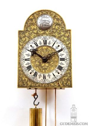 Austrian-rococo-foliate-engraved-brass-brettl-wall-antique-clock-timepiece-wien-vienna-viena-