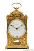 French-Louis XVI-gilt-bronze-ormolu-pendule-d'officier-quarter-striking-Paris-travel-LeFebvre-Fontainebleau-antique-clock-