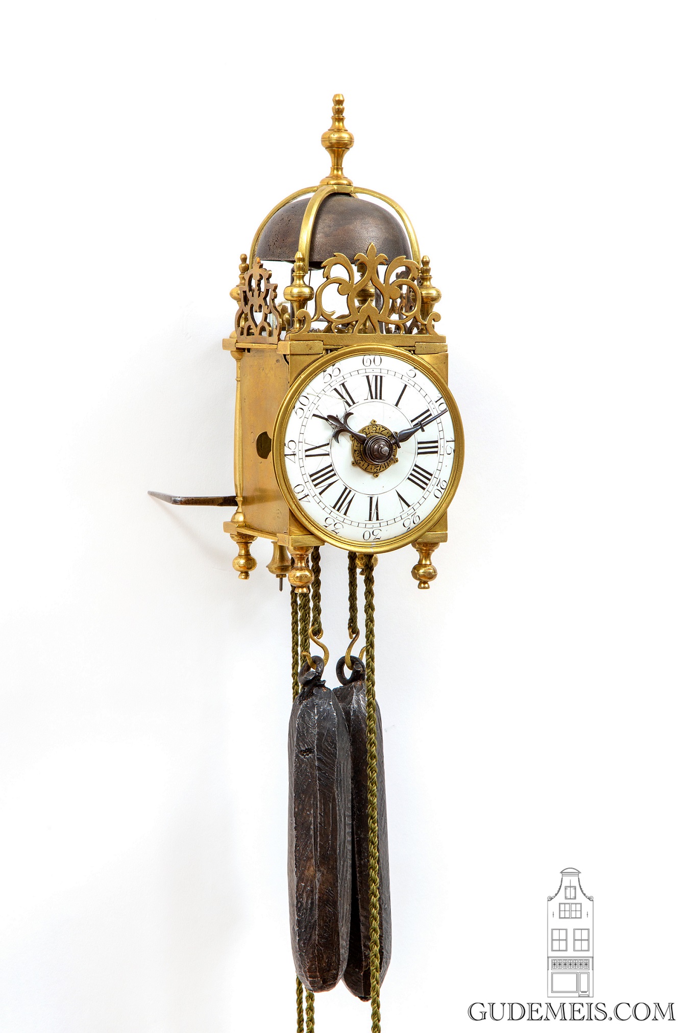 miniature-French-Louis XV-brass-lantern-clock-striking-alarm-antique-clock-
