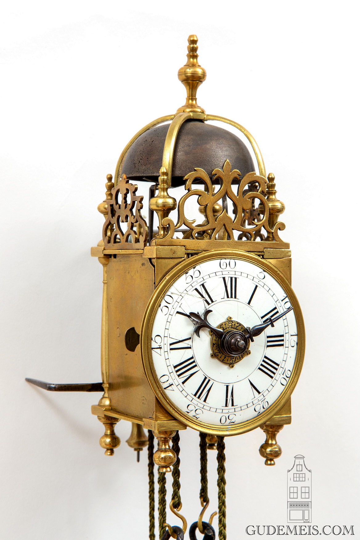 miniature-French-Louis XV-brass-lantern-clock-striking-alarm-antique-clock-