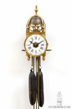 Miniature-French-Louis XV-brass-lantern-clock-striking-alarm-antique-clock-