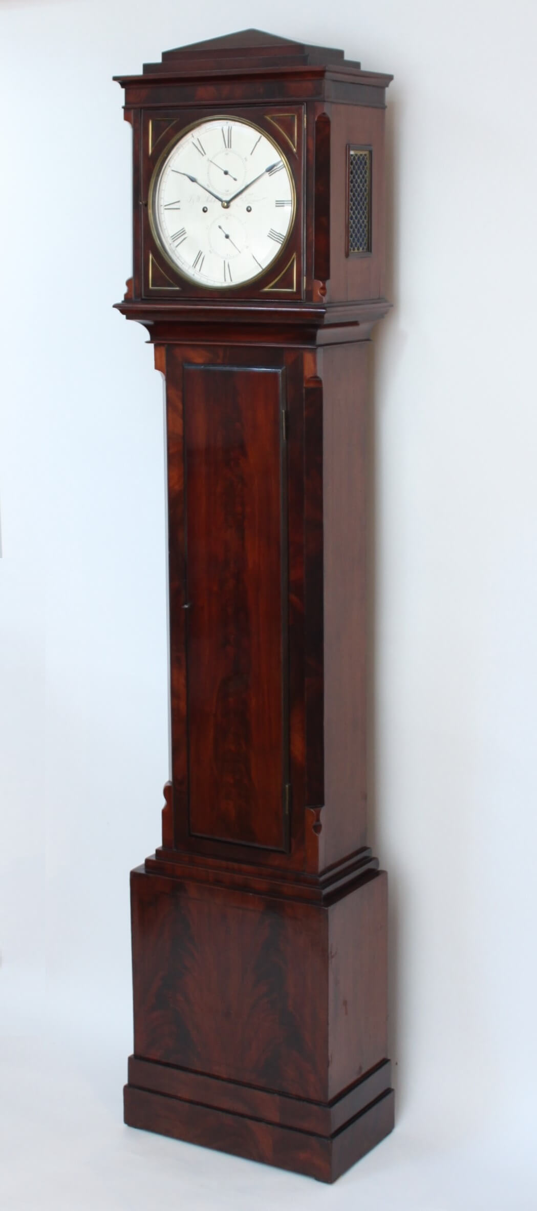 scottish-english-georgian-mahogany-miniature-brass-small-striking-mitchell-glasgow-antique-longcase-clock-