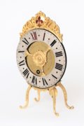 Swiss-Bern-brass-gilt-night-antique-clock-vielleuse-verge-Blaser-ormolu-night Clock