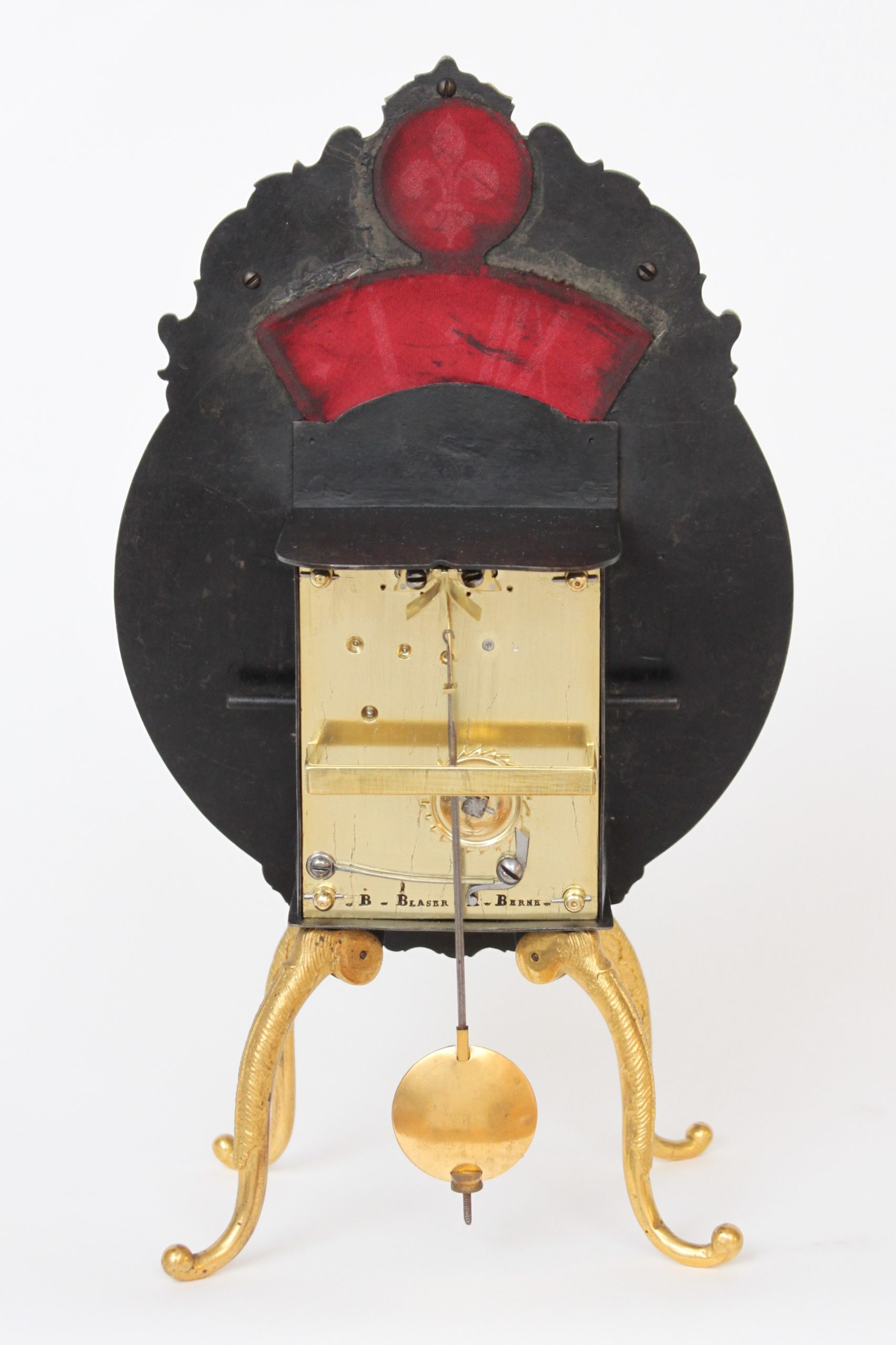 Swiss-Bern-brass-gilt-night-antique-clock-vielleuse-verge-Blaser-ormolu-night clock