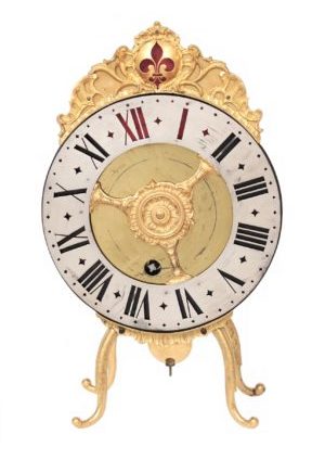 Swiss-Bern-brass-gilt-night-antique-clock-vielleuse-verge-Blaser-ormolu-night Clock