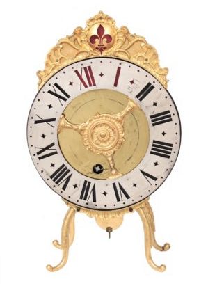 Swiss-Bern-brass-gilt-night-antique-clock-vielleuse-verge-Blaser-ormolu-night Clock