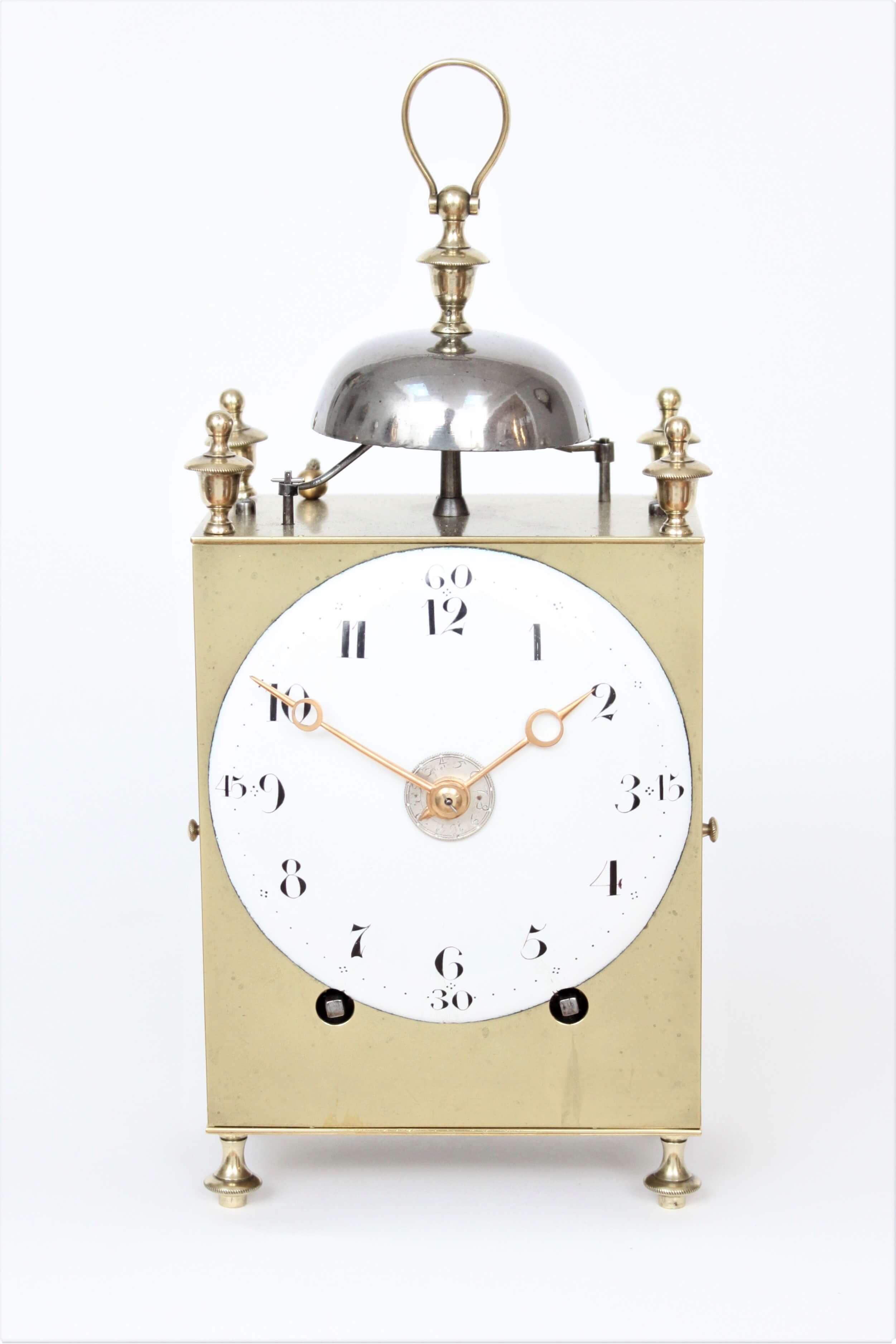 An early Swiss brass striking and repeating Capucine travel clock with  alarm, circa 1800 - Gude & Meis