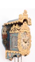 Dutch-Frisian-miniature-polychrome-provincial-striking-stoelschippertje-stoelklok-antique-wall-clock-