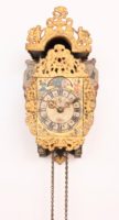 Dutch-Frisian-miniature-polychrome-provincial-striking-stoelschippertje-stoelklok-antique-wall-clock-