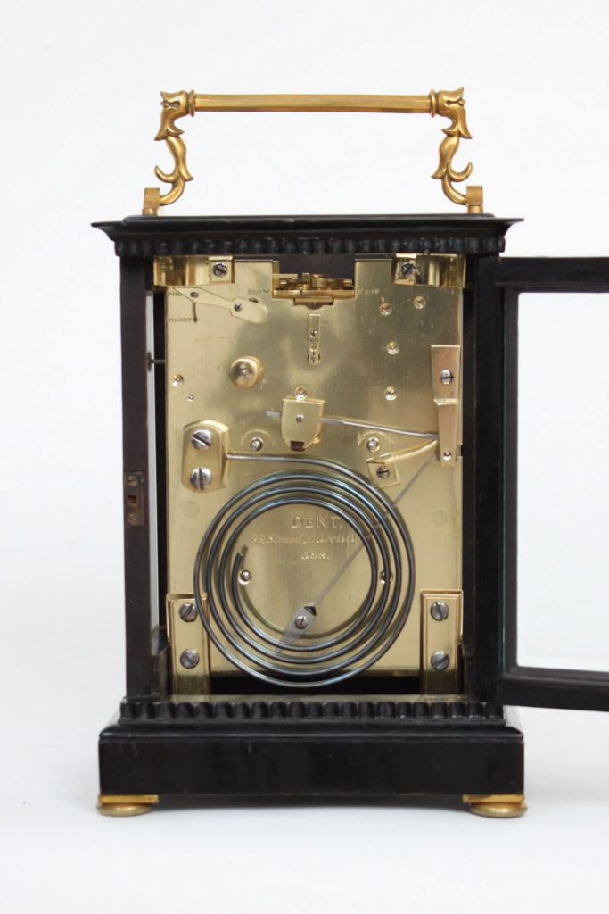 A fine English giant ebonized carriage clock, Edward John Dent 598