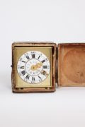 German-Austrian-brass-square-alarm-antique-travel-clock-travel-case-