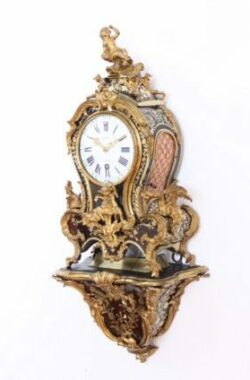 French-Louis XV-Boulle-marquetry-bracket-cartel-Melon-Paris-gilt-bronze-antique-clock-