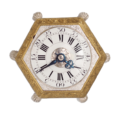 German-miniature-hexagonal-horizontal-gilt-silvered-striking-alarm-antique-table-clock-Maijr-