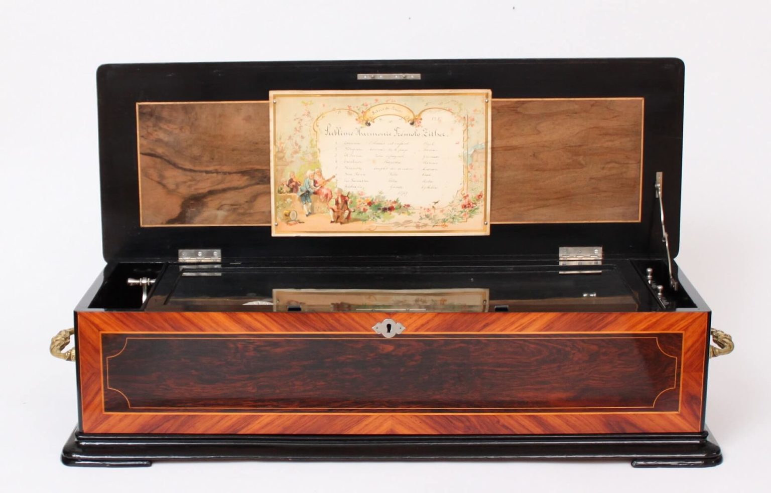 A large Swiss Paillard rosewood 'sublime harmony' cylinder music box ...