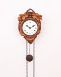 Miniature-German-Black Forest-Schwarzwald-carved-stained-small-hausle-sorg-sorguhr-antique-wall-clock-