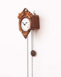 Miniature-German-Black Forest-Schwarzwald-carved-stained-small-hausle-sorg-sorguhr-antique-wall-clock-