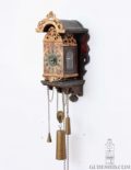 Miniature-small-Dutch-Frisian-polychrome-iron-brass- Striking-alarm-stoelschippertje-provincial-antique-wall-clock